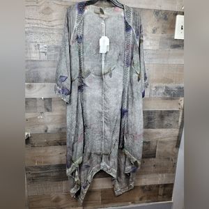 Pause Fashion Tie Dye Open Front Bohemian Kimono Cover-up